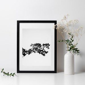 Minimalist Black & White Bougainvillea Plant Photo Art Print
